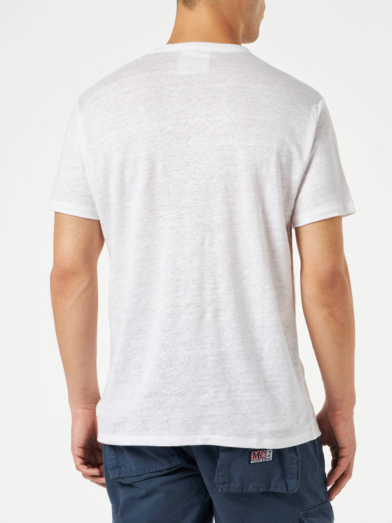 Man linen jersey t-shirt with Tennis Club embroidery
