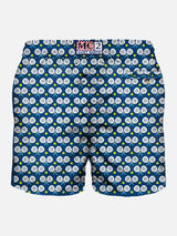 Man light fabric swim shorts with padel print