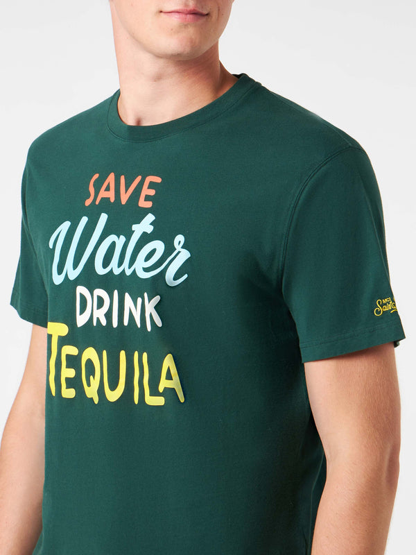 Man heavy cotton t-shirt with Tequila print