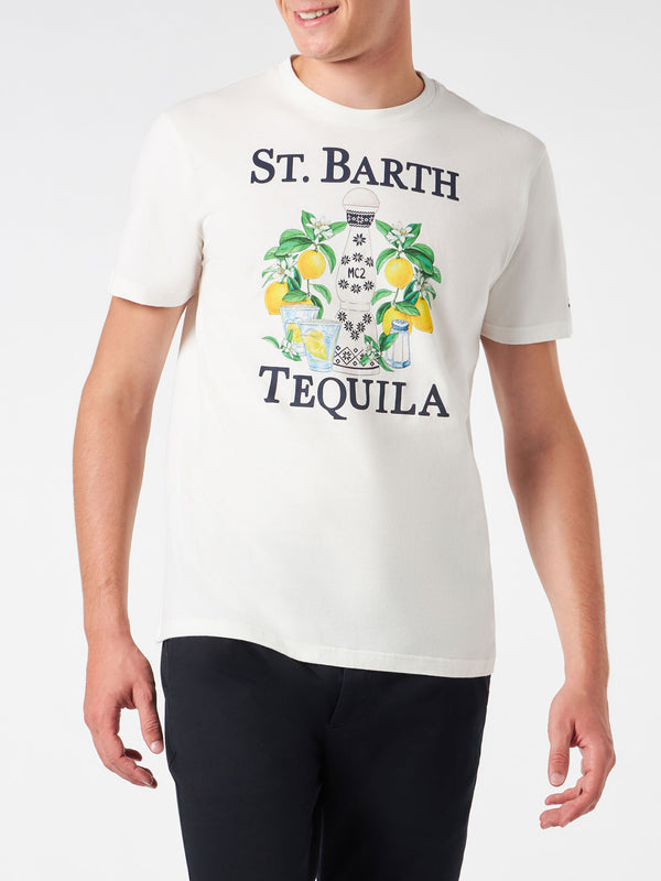 T-shirt da uomo in cotone pesante con stampa Tequila