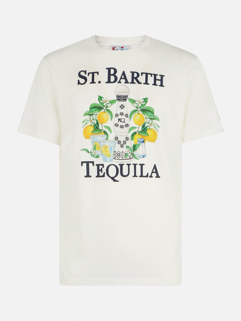 Man heavy cotton t-shirt with Tequila print