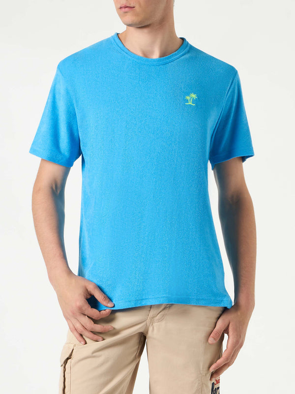 Herren-T-Shirt aus Frottee-Bluette mit Tasche