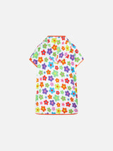 Girl terry poncho with multicolor daisy