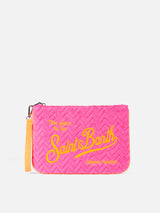Parisienne terry pochette with embossed pattern
