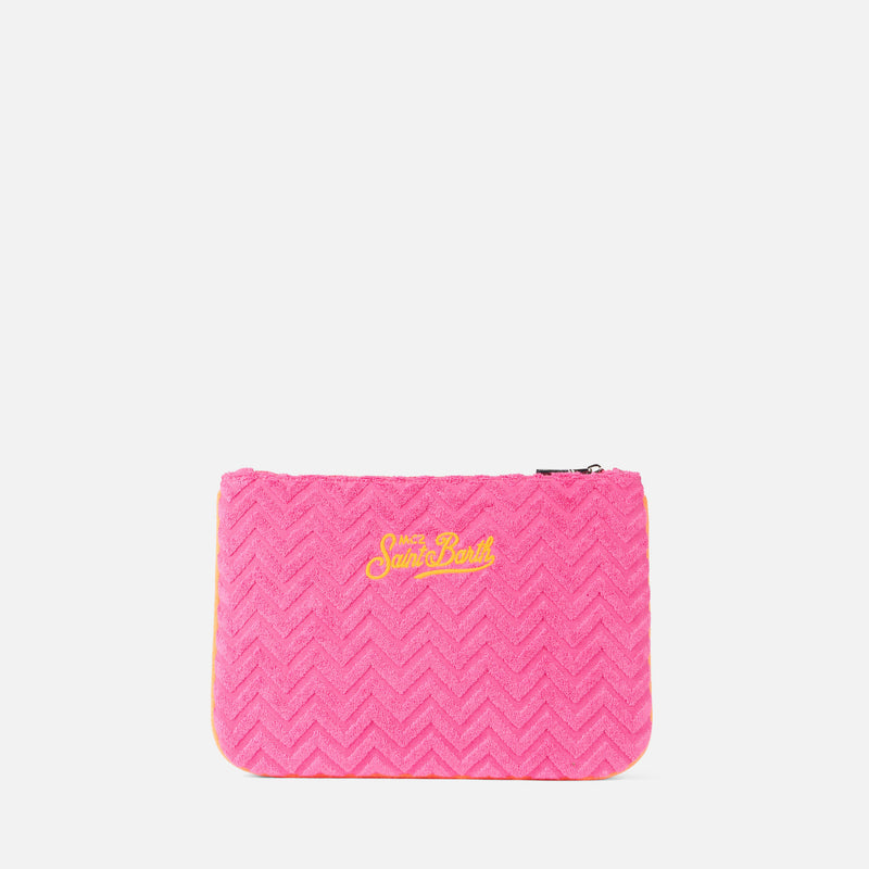 Parisienne terry pochette with embossed pattern