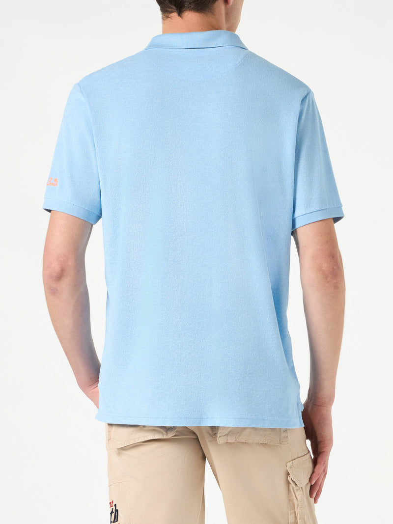 Hellblaues Herren-Poloshirt aus Baumwollfrottee