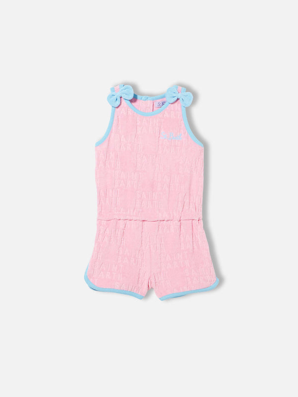 Baby girl terry pink romper suit