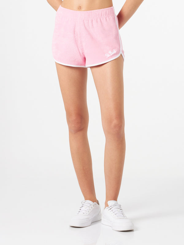 Woman pink terry shorts with piping | MELISSA SATTA SPECIAL EDITION