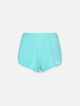 Damen wassergrüne Frottee-Shorts mit Paspelierung | MELISSA SATTA SONDEREDITION