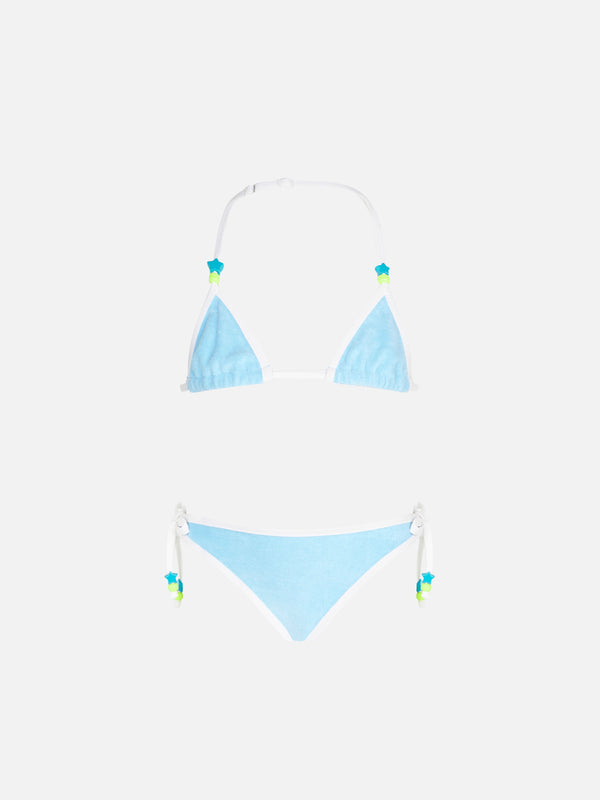 Girl light blue terry triangle bikini