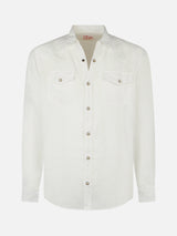 Man white linen shirt