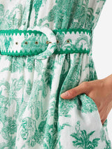 Jungle print linen short dress