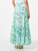 Woman cotton long skirt with jungle print