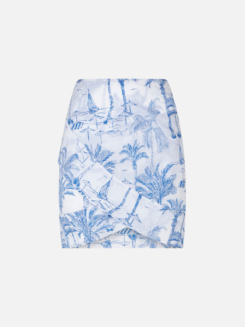 Woman cotton mini skirt with toile de jouy print – MC2 Saint Barth