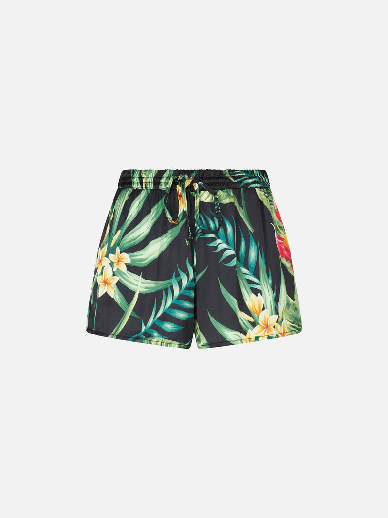 Tropical print woman shorts