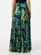 Woman long skirt with tropical print