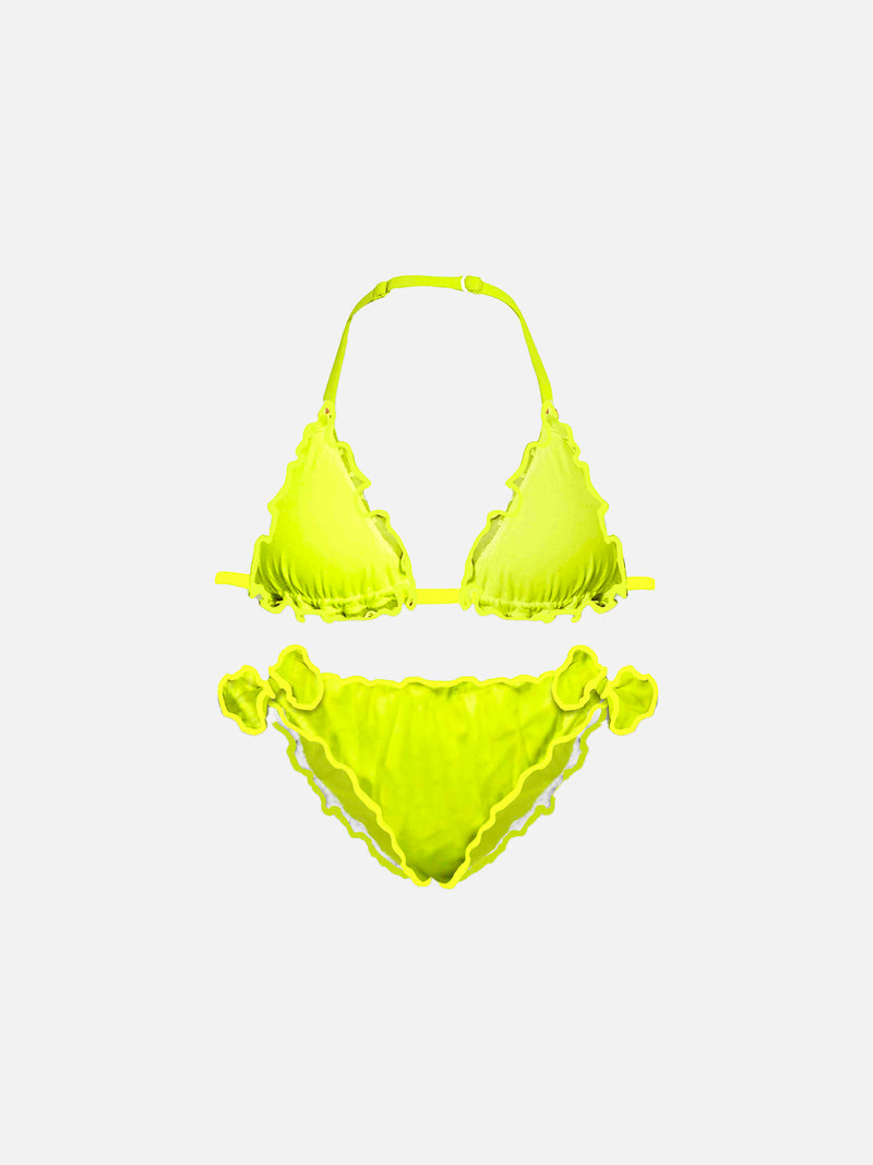 Neongelber Triangel-Bikini für Mädchen