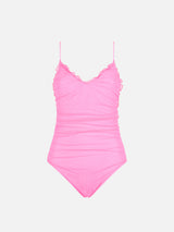 Fluo pink one piece swimsuit