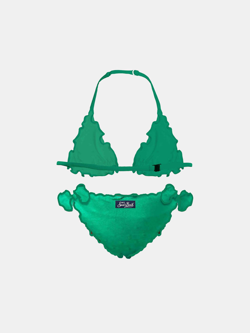 Girl emerald green triangle bikini