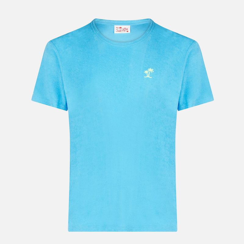 T-shirt da uomo in spugna bluette con taschino