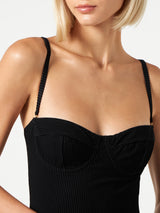 Black ribbed one piece
