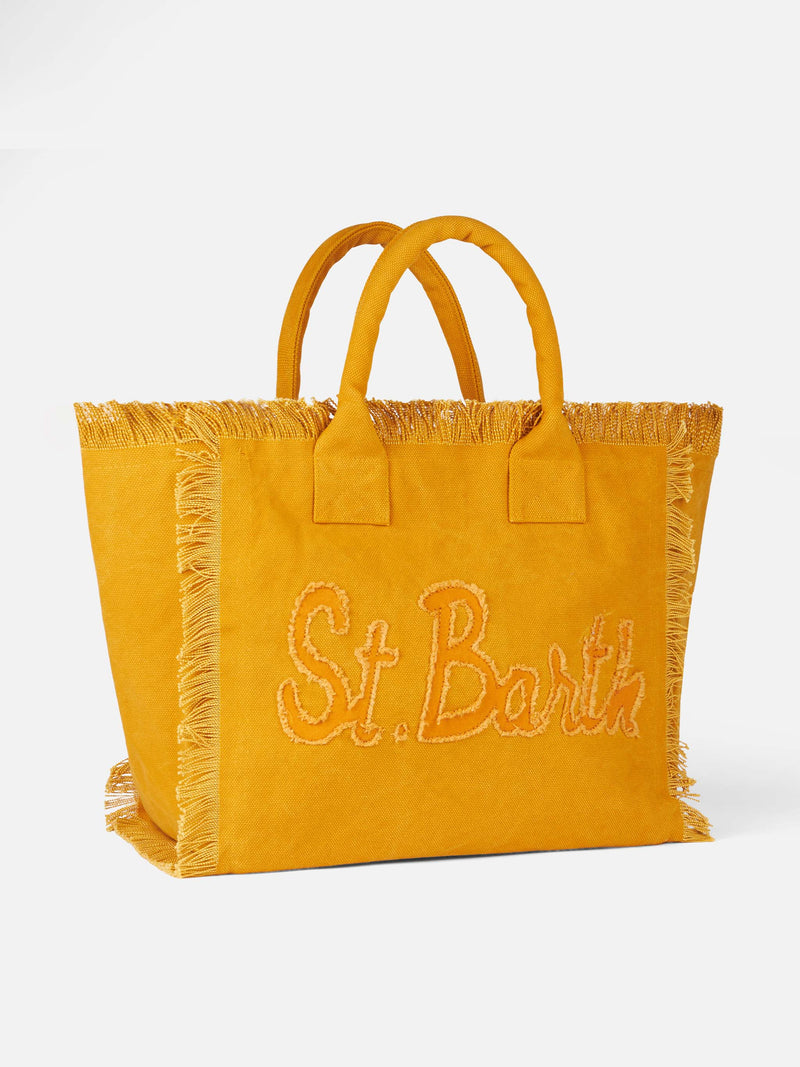 Borsa a spalla Vanity in tela color ocra – MC2 Saint Barth