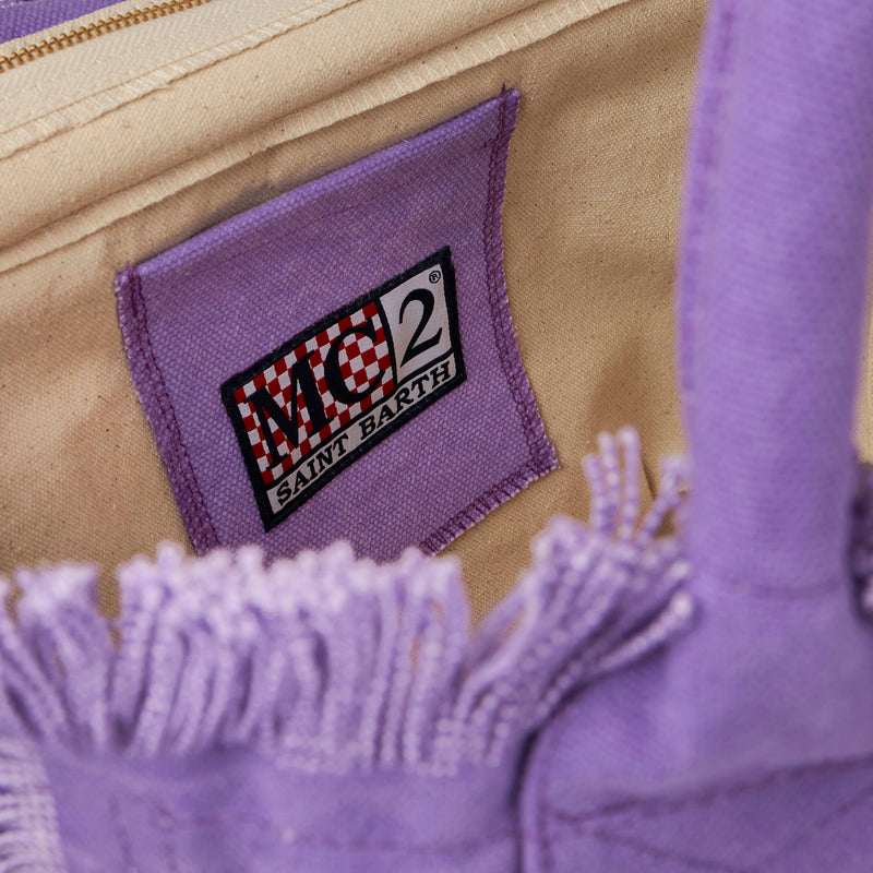 Vanity purple canvas shoulder bag