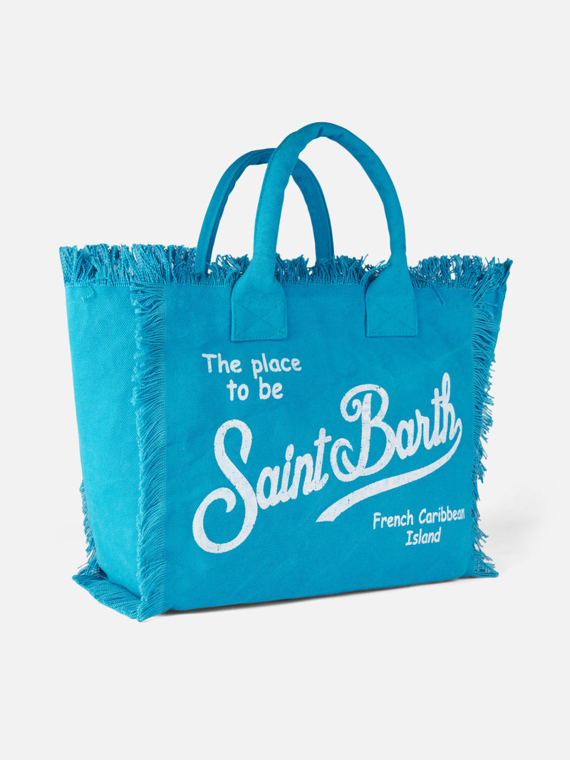 Vanity turquoise canvas shoulder bag