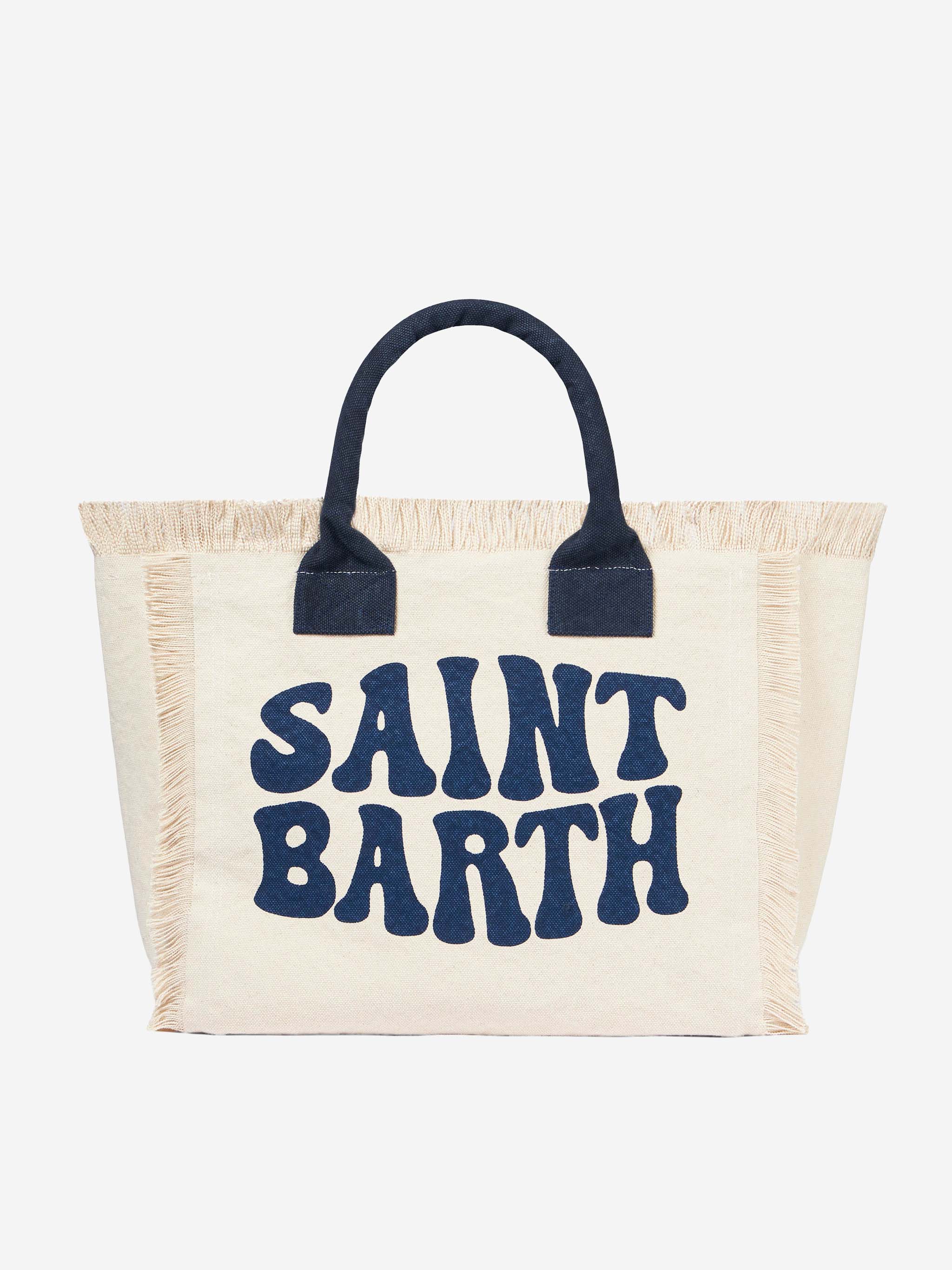 Vanity white canvas shoulder bag with Groovy blue logo – MC2 Saint Barth