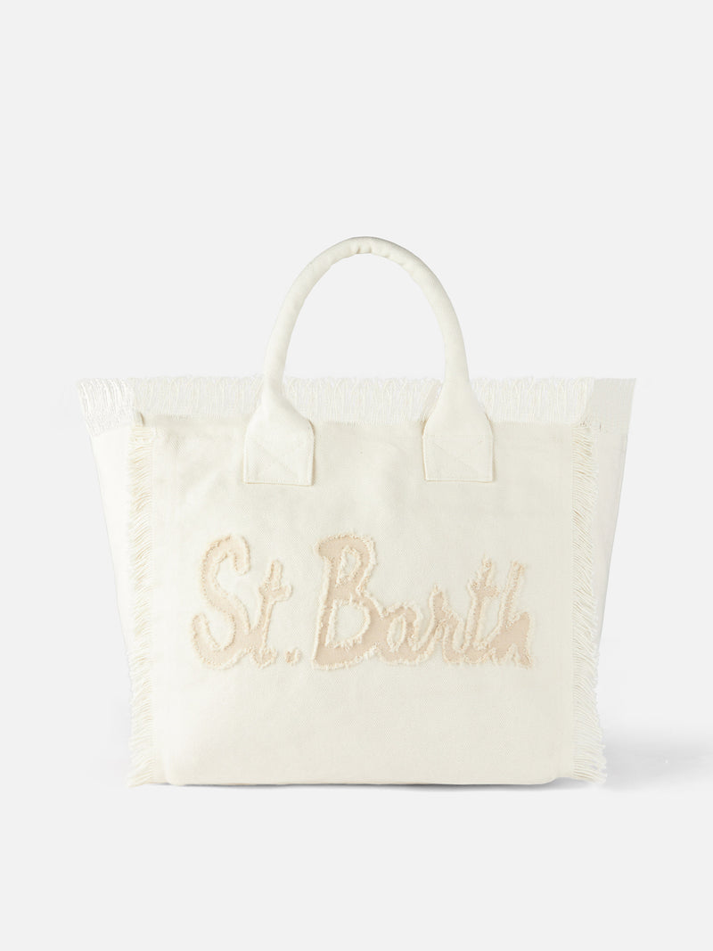 Vanity canvas shoulder bag with St. Barth patch