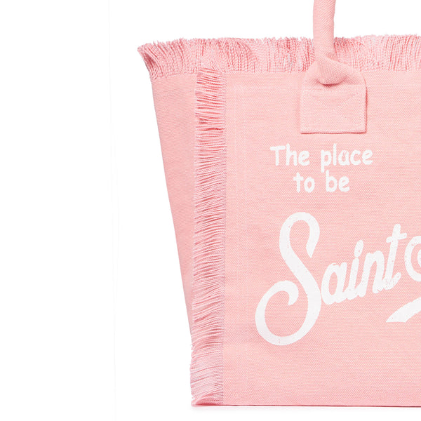 Pink cotton canvas Vanity tote bag