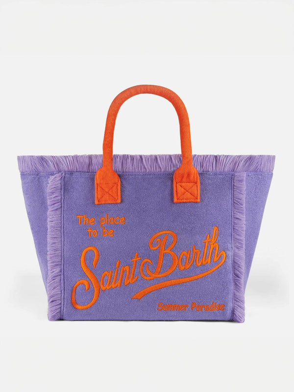 Vanity purple terry shoulder bag with Saint Barth logo