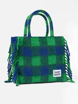 Vanity blanket shoulder bag with green and blue check