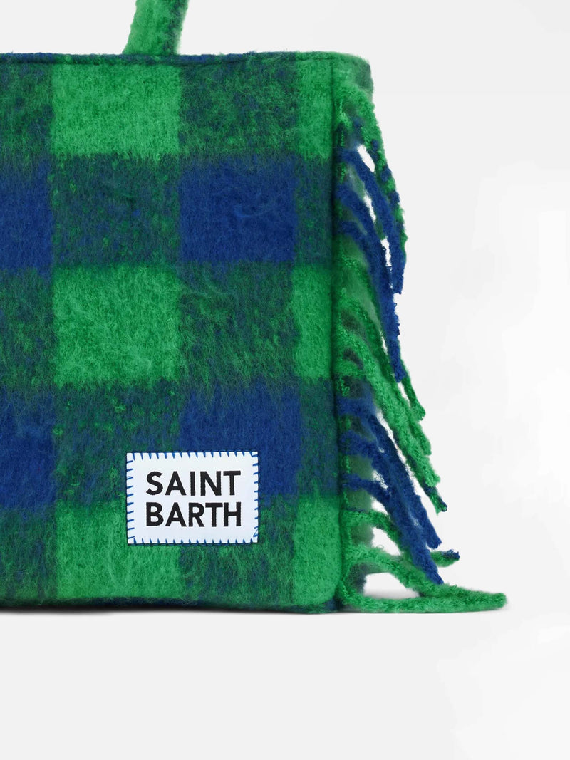 Vanity blanket shoulder bag with green and blue check