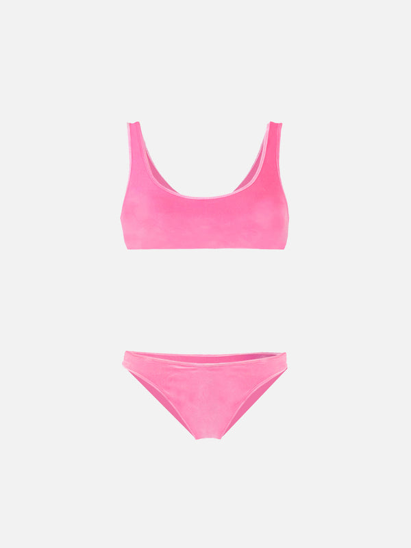 Girl pink chenille bralette bikini