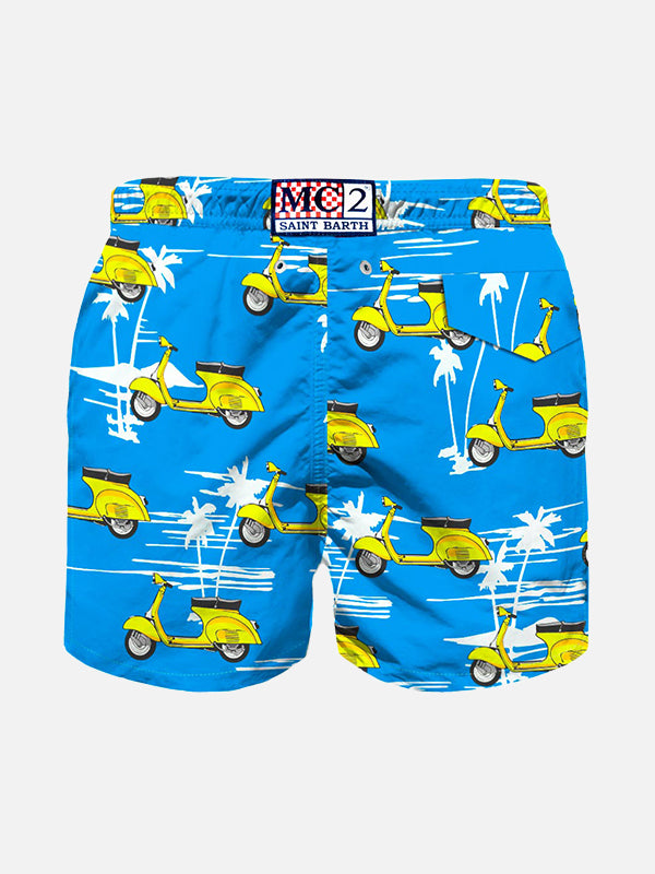 Boy swim shorts Vespa and palms print | Vespa® Special Edition