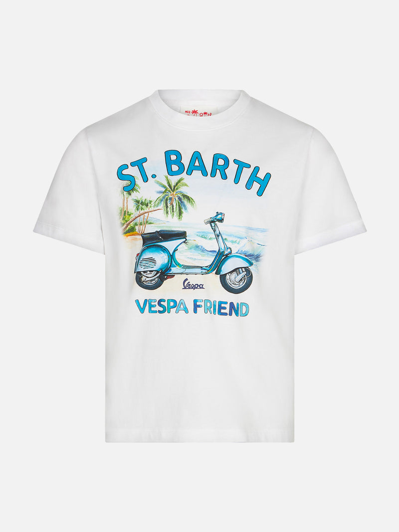 T-shirt bambino in cotone con stampa St. Barth Vespa Friend | Vespa® Edizione Speciale
