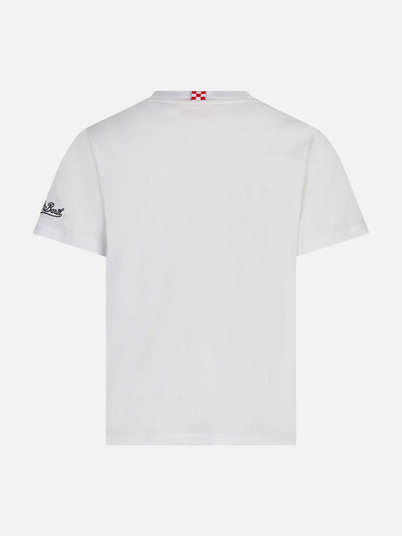 Boy cotton t-shirt with St. Barth Vespa friend print | Vespa® Special Edition