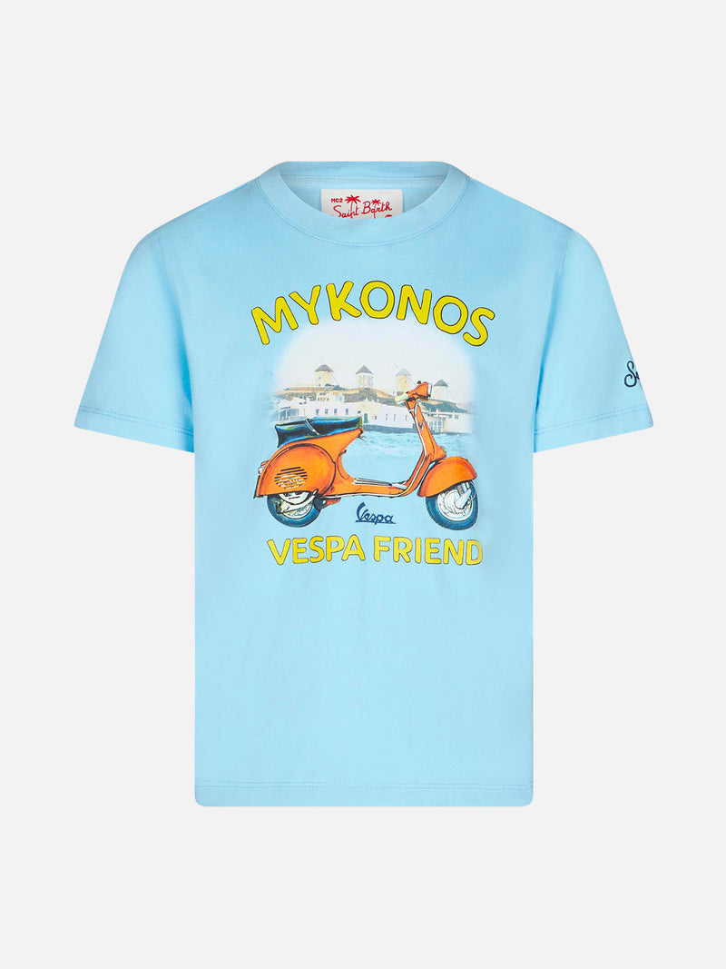 Boy cotton t-shirt with Mykonos Vespa print | VESPA® SPECIAL EDITION ...