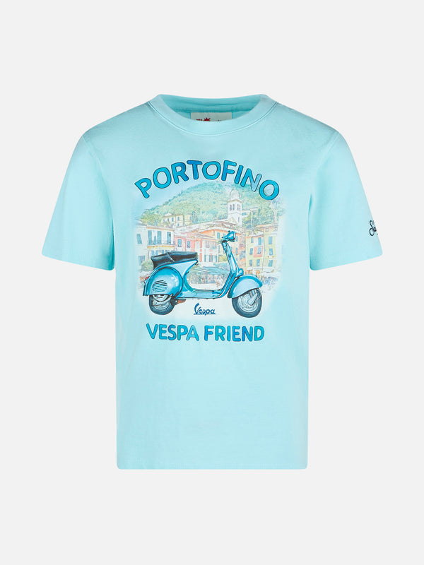 T-shirt da bambino in cotone con stampa Portofino Vespa Friend | Vespa® Special Edition
