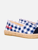Gingham print canvas espadrillas with embroidery