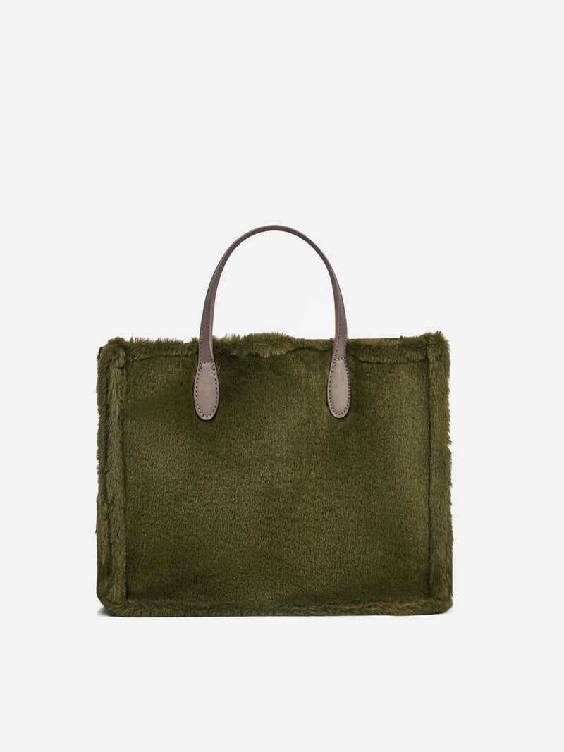 Vivian green faux fur handbag