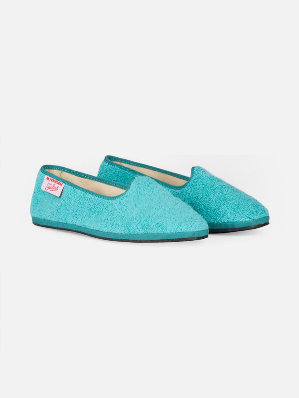 Woman aquamarine terry slipper loafers | MY CHALOM SPECIAL EDITION