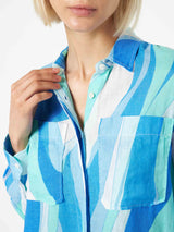 Woman linen shirt with waves