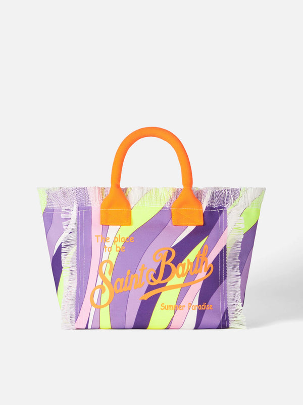 Colette multicolor cotton canvas handbag with wave print