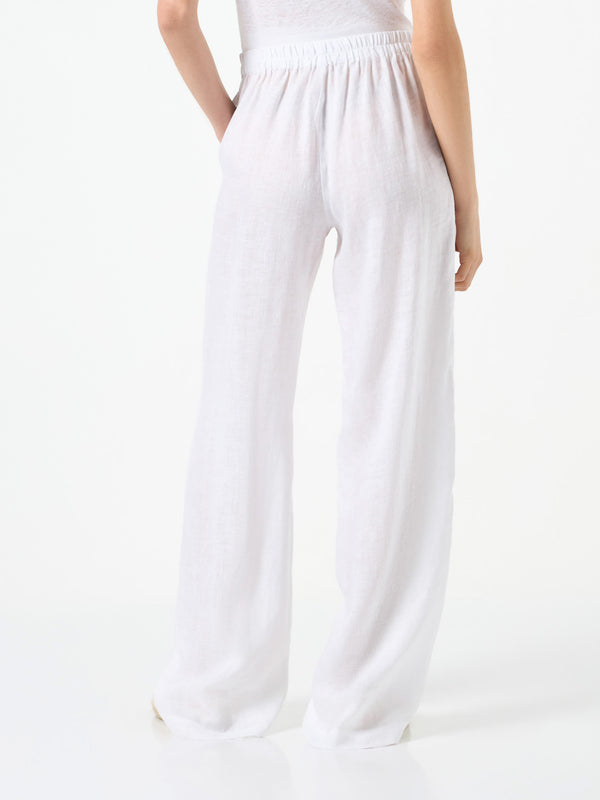 Woman white linen pants