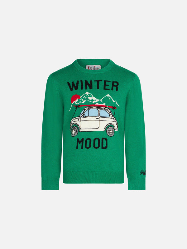 Boy crewneck sweater with mountain print
