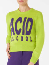 Woman acid green sweater "Acid is cool"
