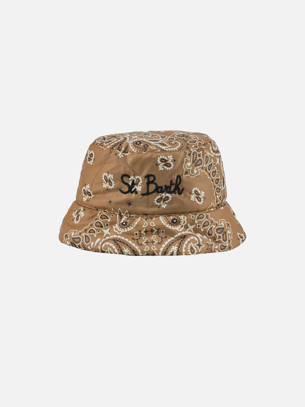 Woman bucket hat with bandanna print