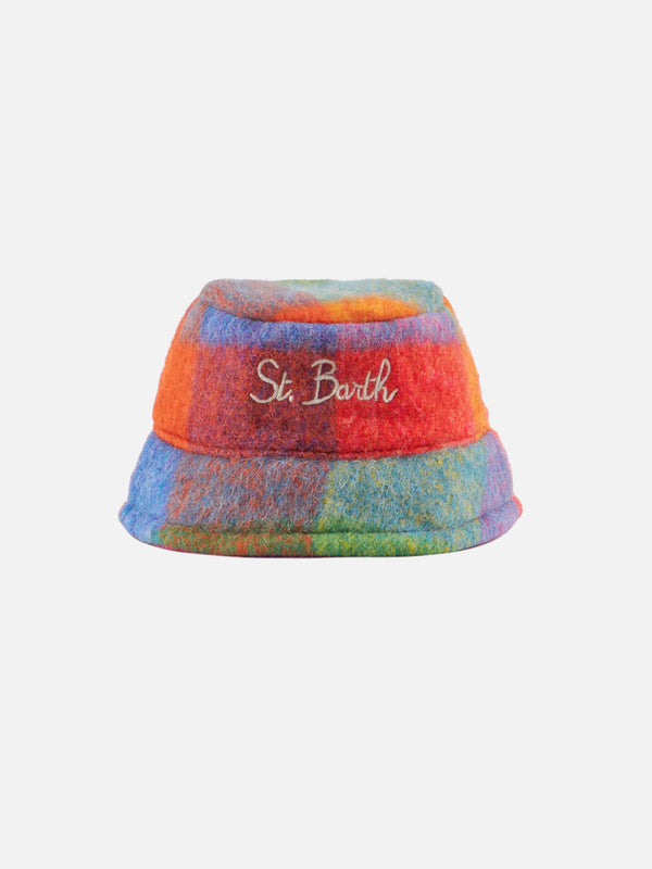 Woman bucket hat with check print